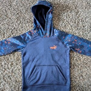 Puma Blue Hoodie with Patterned Sleeves